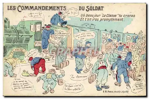Cartes postales Fantaisie Militaria Les commandements du soldat Train