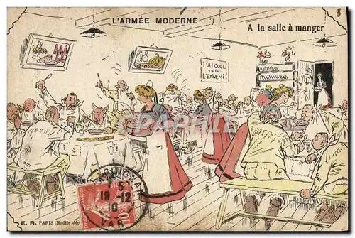 Cartes postales Fantaisie Militaria A la salle a manger