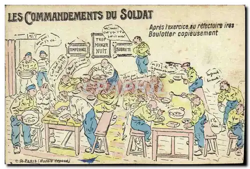 Cartes postales Fantaisie Militaria Les commandements du soldat