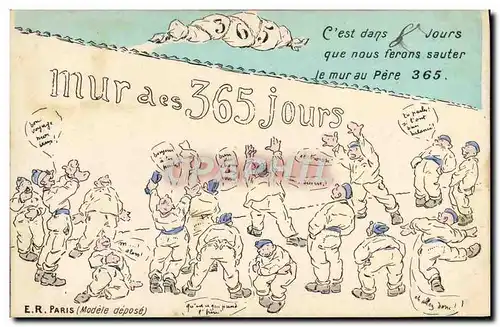 Cartes postales Fantaisie Militaria Mur des 365 jours