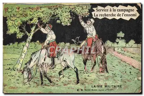 Cartes postales Fantaisie Militaria Service a la campagne La recherche de l&#39ennemi Pommes