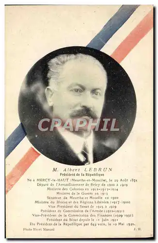 Cartes postales Albert Lebrun President de la Republique