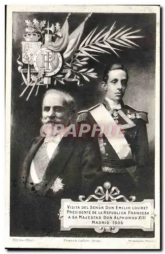 Cartes postales Loubet Alphonse XIII Madrid 1905