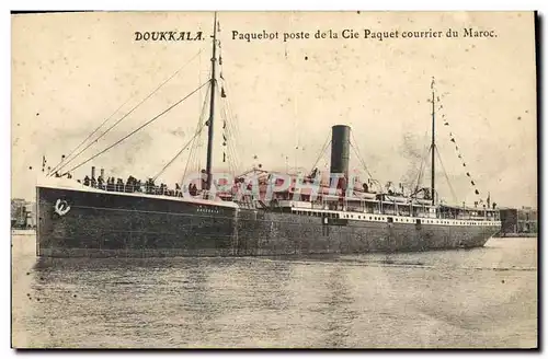 Cartes postales Bateau Paquebot poste de la Cie Paquet Courrier du Maroc Doukkala