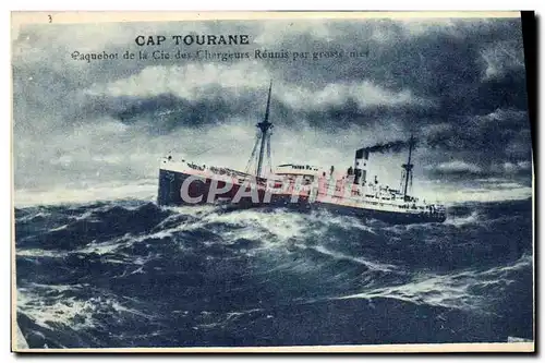 Cartes postales Bateau Paquebot de la Cie des Chargeurs Reunis Cap Touraine