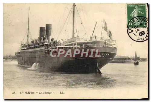 Cartes postales Bateau Paquebot Le Havre Le Chicago