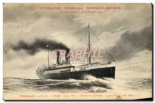 Ansichtskarte AK Bateau Paquebot Poste Charles Roux Compagnie Generale Transatlantique