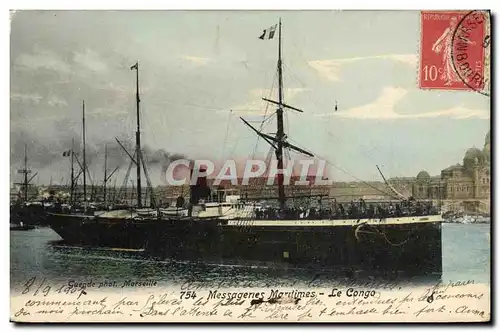 Cartes postales Bateau Paquebot Messageries maritimes Le Congo