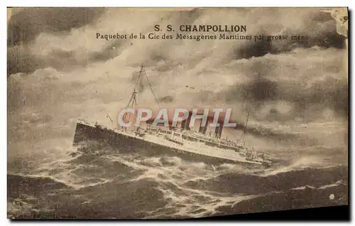 Cartes postales Bateau Paquebot de la Cie des Messageries Maritimes SS Champollion