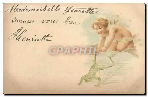 Ansichtskarte AK Grenouille Crapaud Enfant Ange