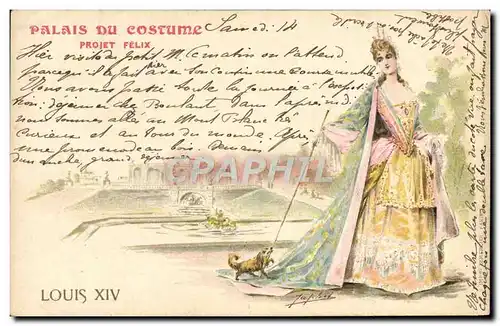 Cartes postales Illustrateur Palais du Costume Projet Felix Louis XIV Chien