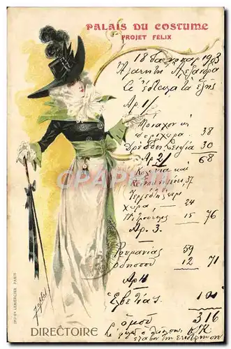 Ansichtskarte AK Illustrateur Palais du Costume Projet Felix Directoire