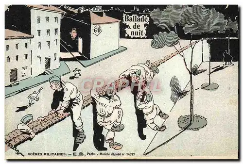 Cartes postales Militaria Ballade de nuit