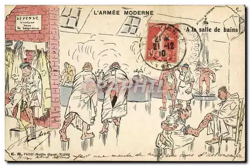 Cartes postales Militaria A la salle de bains