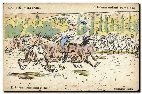 Cartes postales Militaria Le commandant remplace Cheval