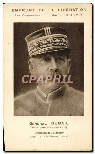 Cartes postales Militaria Emprunt de la Liberation Vainqueurs de la Marne General Dubail