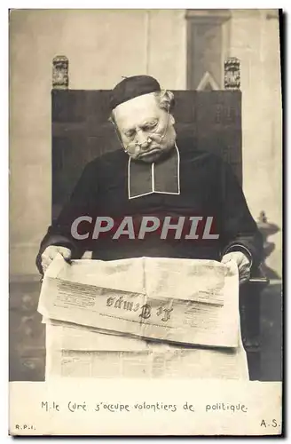 Cartes postales M le Cure s&#39occupe volontiers de politique Journal Le temps