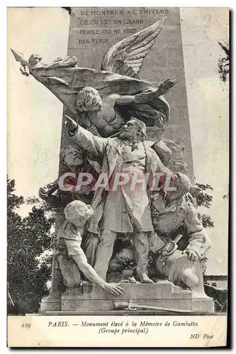 Cartes postales Paris Monument eleve a la memoire de Gambetta