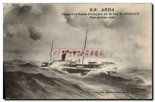 Cartes postales SS Abda Paquebot Poste Francais de la Cie N Paquet par grosse mer