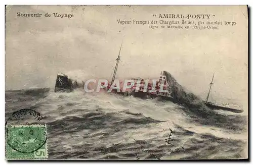 Cartes postales Amiral Ponty Vapeur Francais des Chargeurs Reunis