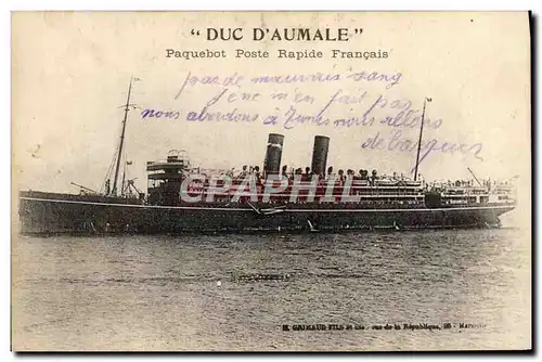 Ansichtskarte AK Compagnie Generale Transatlantique Duc d&#39Aumale Paquebot Rapide Francais