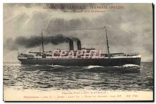 Cartes postales Compagnie Generale Transatlantique Duc d'Aumale
