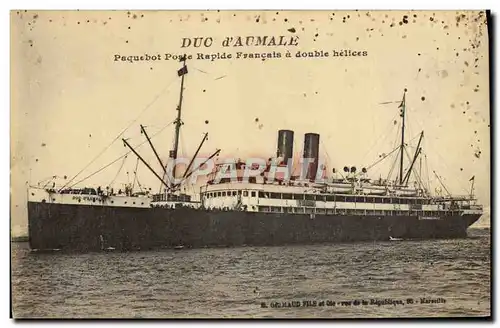 Cartes postales Duc d'Aumale Paquebot Poste Rapide Francais