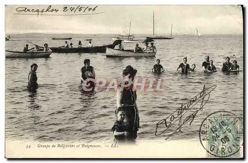 Ansichtskarte AK Fantaisie Femmes Maillot de bain Groupe de baigneurs et baigneuses