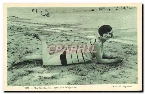 Cartes postales Fantaisie Femme Maillot de bain Malo les Bains Une jolie baigneuse