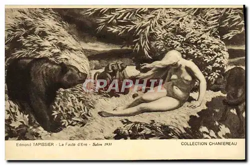 Ansichtskarte AK Edmond Tapissier La faute d&#39eve Salon 1931 Chantereau Ours Singe