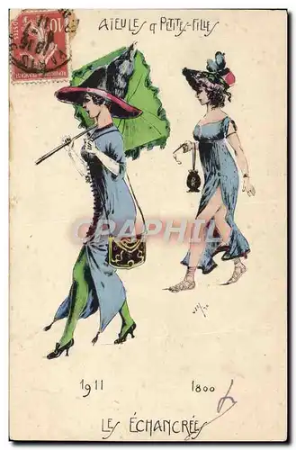 Cartes postales Fantaisie Illustrateur Femmes Aieules et petites filles Les echancrees
