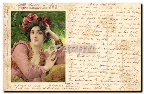 Cartes postales Fantaisie Illustrateur Papier a cigarettes Job Calendrier 1902 Gervais