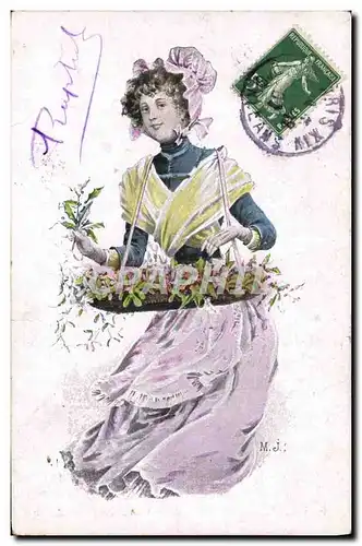 Cartes postales Fantaisie Illustrateur Femme Fleuriste