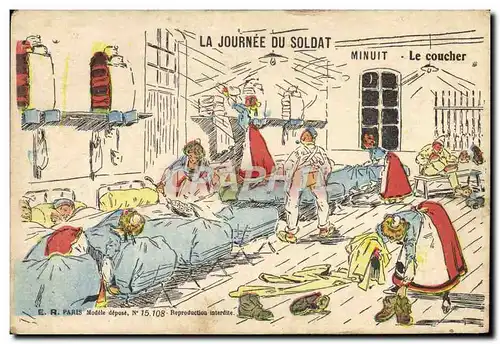 Cartes postales Militaria Minuit Le coucher