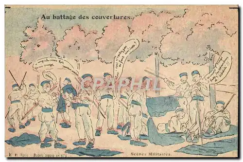 Ansichtskarte AK Militaria Au battage des couvertures