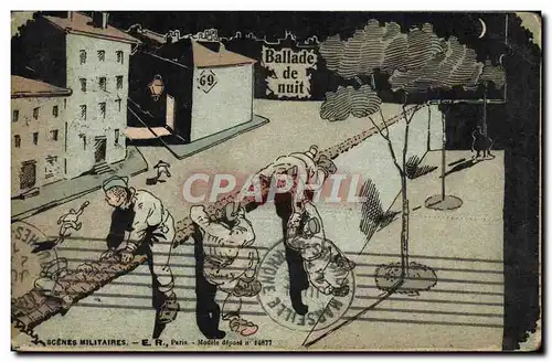 Cartes postales Militaria Ballade de nuit