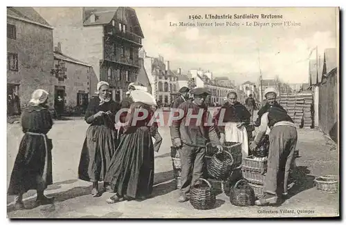 Cartes postales Folklore L&#39industrie sardiniere bretonne Les marins livrant leur peche le depart pour l&#39us