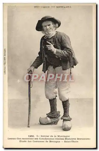 Cartes postales Folklore Vieux de Bretagne Le sorcier de montagne Laouiz Coz racontant ses Conchenous Saint-Thoi