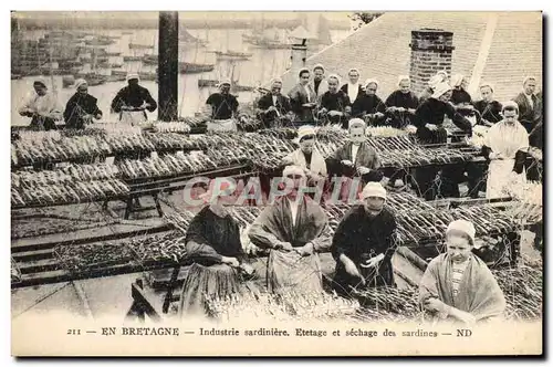 Cartes postales Folklore Industrie sardiniere Etetage et sechage des sardines