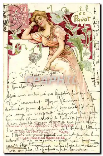 Cartes postales Fantaisie Illustrateur Le pavot Drogue Belle Jardiniere