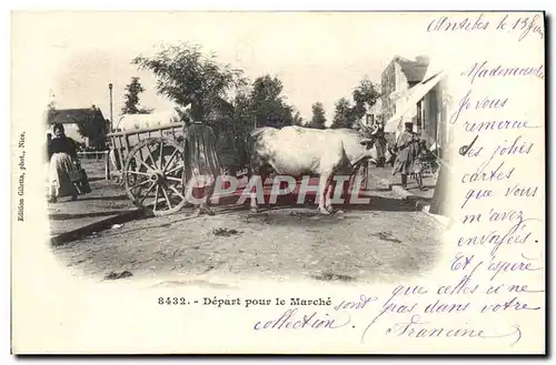 Cartes postales Attelage Depart pour le marche Boeufs