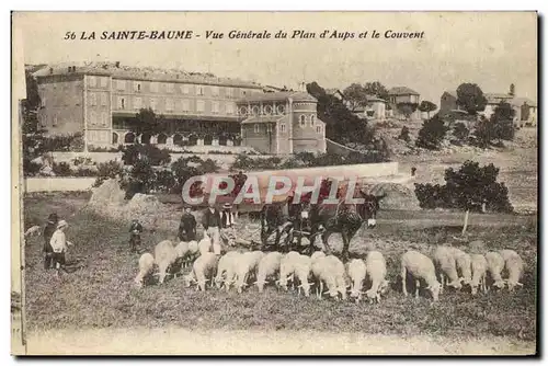 Ansichtskarte AK Attelage La Sainte Baume Vue generale du plan d&#39Aups et le couvent Cheval moutons