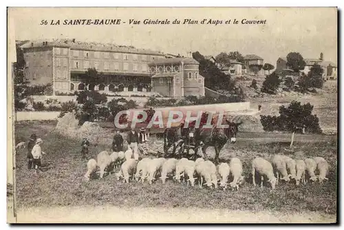 Cartes postales Attelage La Sainte Baume Vue generale du plan d'Aups et le couvent Cheval moutons