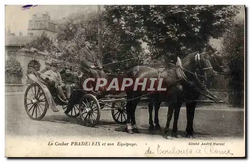 Cartes postales Attelage Le cocher Pradeleix et son equipage Cheval