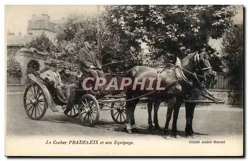 Cartes postales Attelage Le cocher Pradeleix et son equipage Cheval