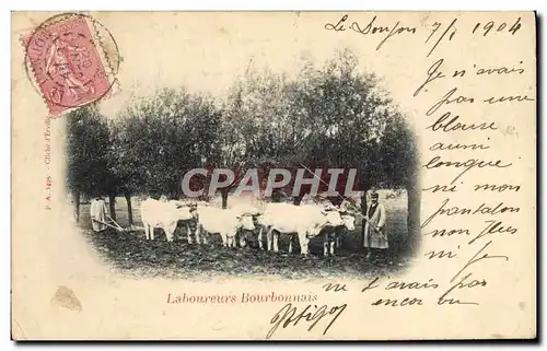 Cartes postales Attelage Laboureurs Bourbonnais Boeufs