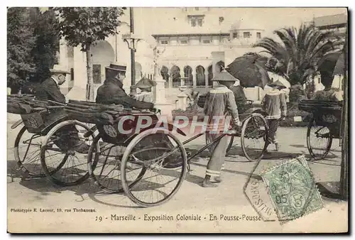 Cartes postales Attelage Marseille Exposition coloniale En pousse pousse