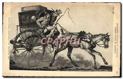 Cartes postales Attelage Carle Vernet Un coucou En route pour Saint Cloud