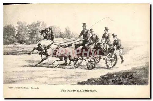 Cartes postales Attelage Une ruade malheureuse
