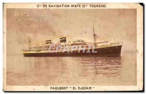 Cartes postales Bateau Paquebot El Djezair Cie de Navigation Mixte Cie Touache